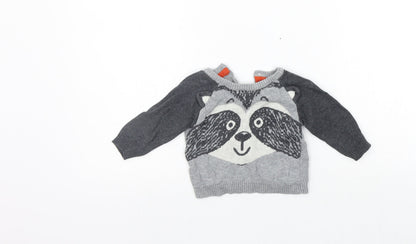 Earlydays Girls Grey   Pullover Jumper Size 3-6 Months  - animal design