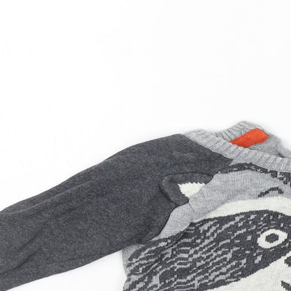 Earlydays Girls Grey   Pullover Jumper Size 3-6 Months  - animal design