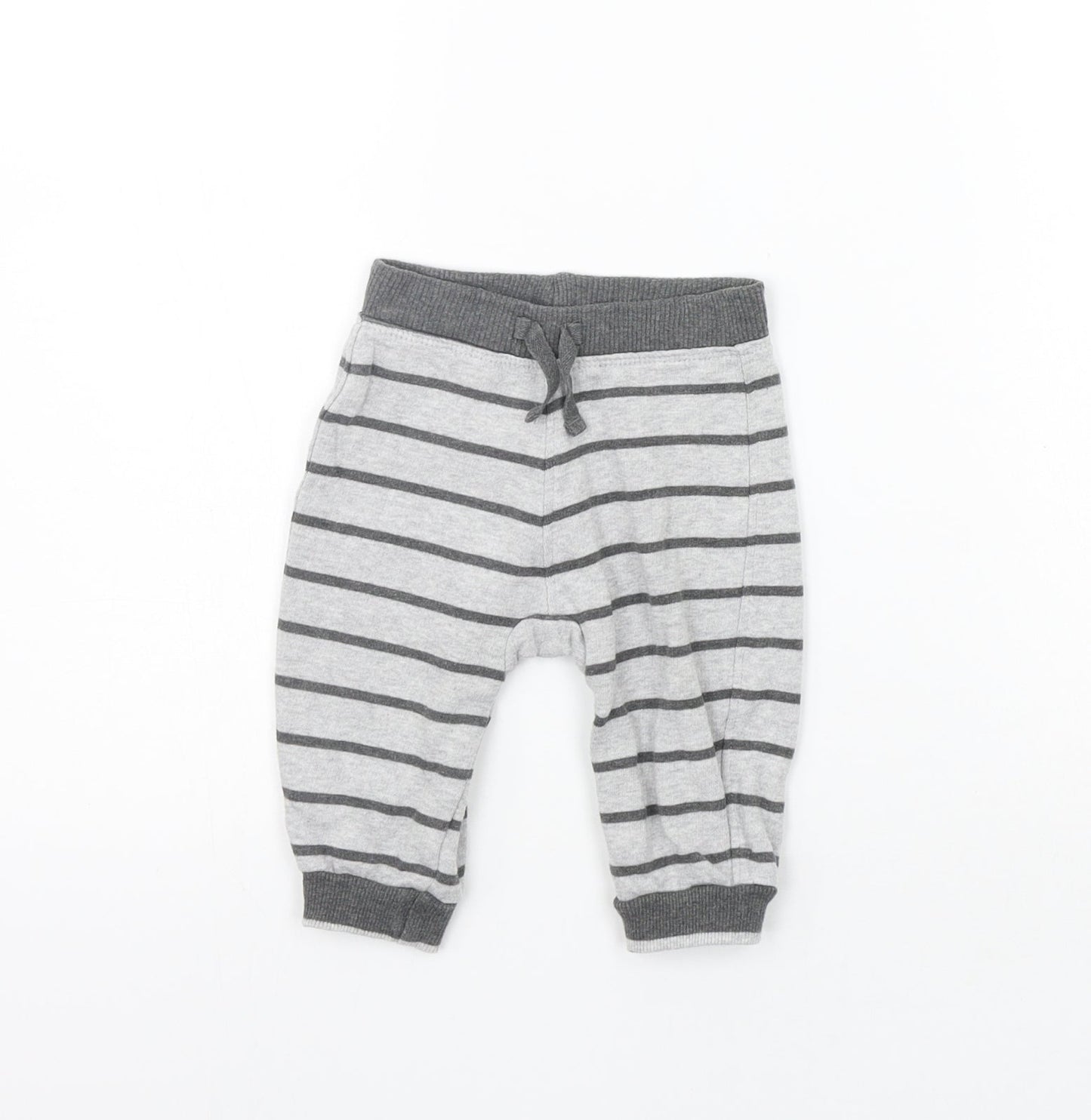 George Girls Grey Striped  Jogger Trousers Size 3-6 Months