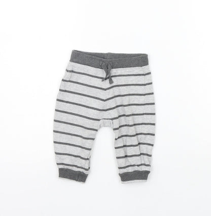 George Girls Grey Striped  Jogger Trousers Size 3-6 Months