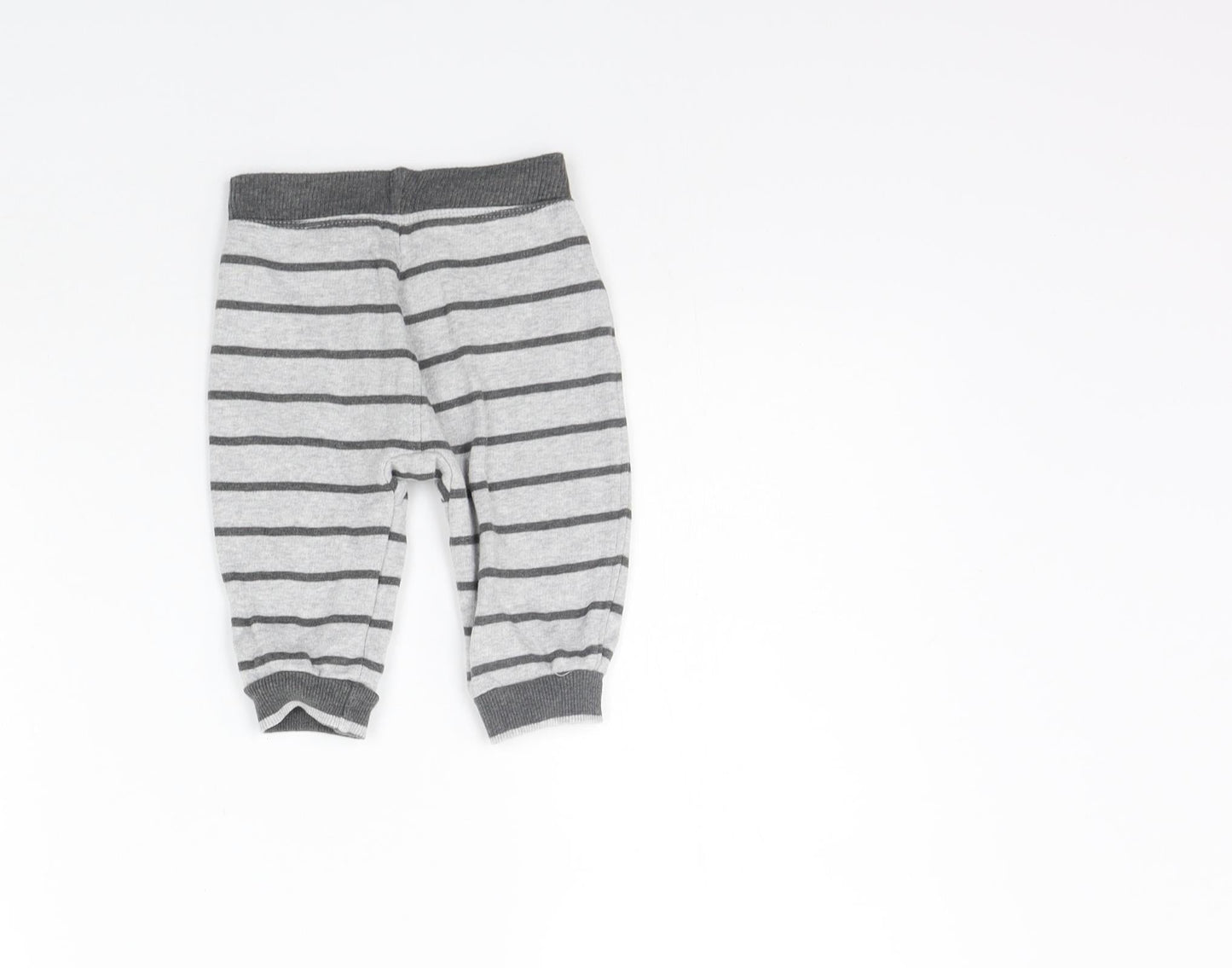 George Girls Grey Striped  Jogger Trousers Size 3-6 Months