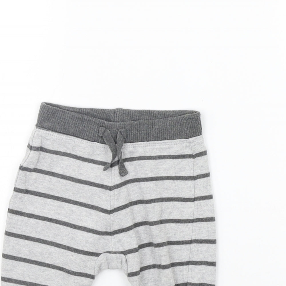 George Girls Grey Striped  Jogger Trousers Size 3-6 Months