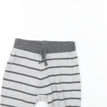 George Girls Grey Striped  Jogger Trousers Size 3-6 Months