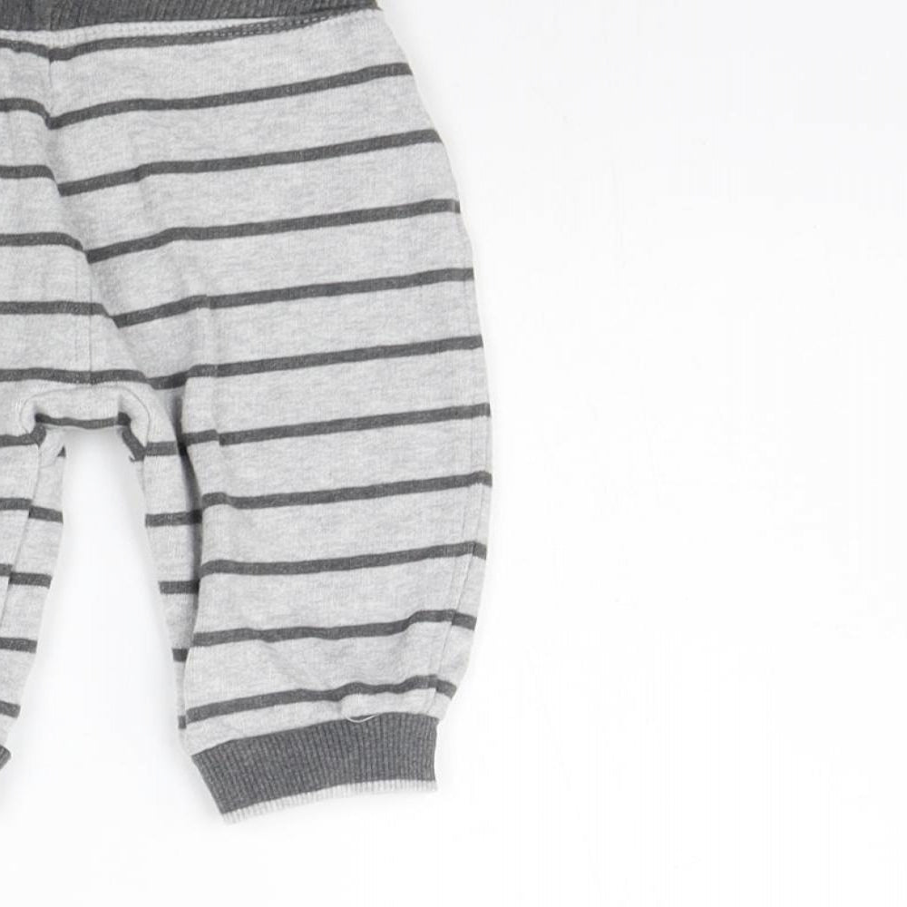 George Girls Grey Striped  Jogger Trousers Size 3-6 Months