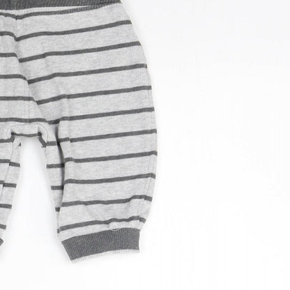 George Girls Grey Striped  Jogger Trousers Size 3-6 Months