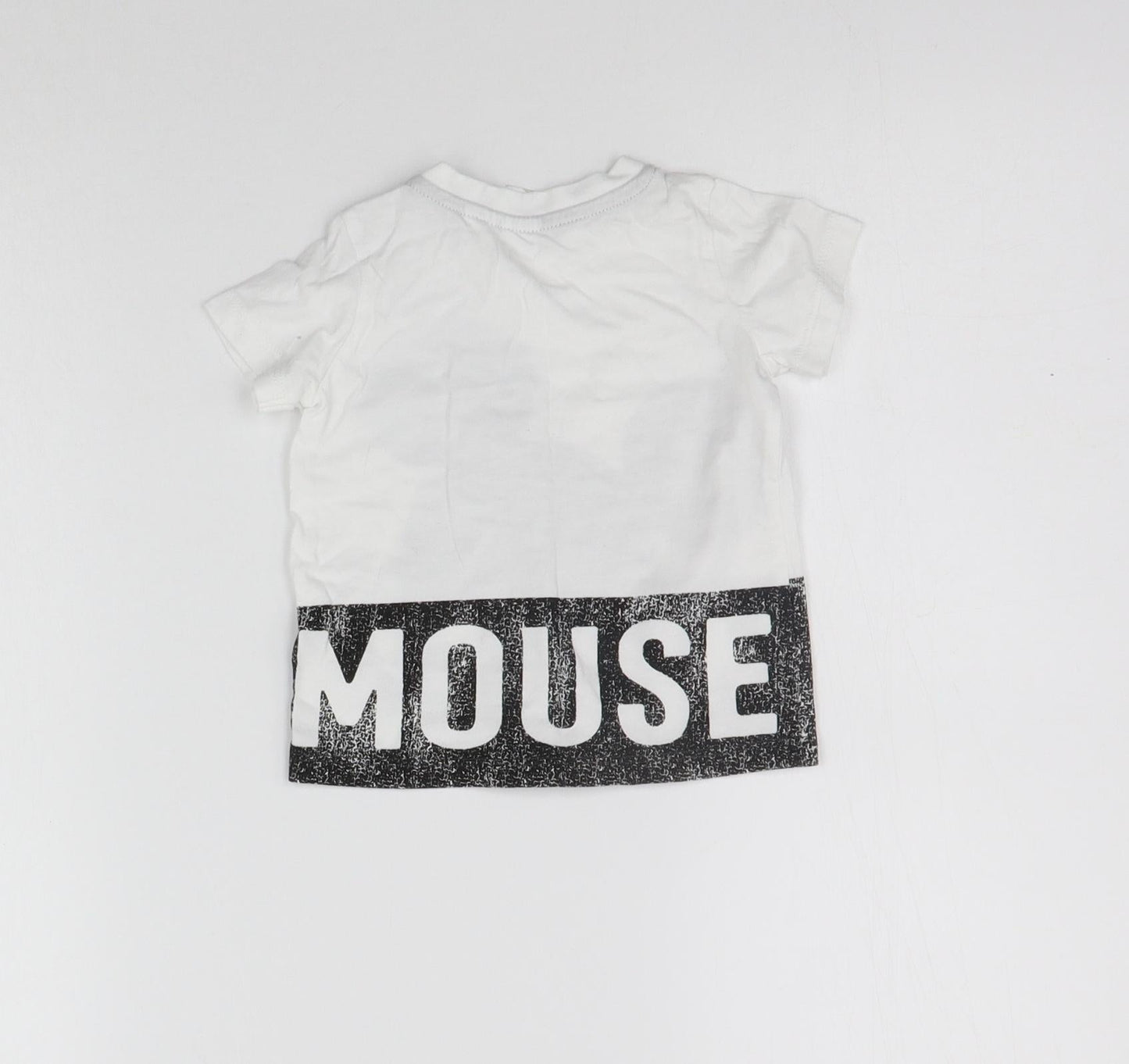 H&M Girls White   Basic T-Shirt Size 6-9 Months  - mickey mouse