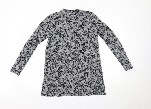 George Womens Grey Animal Print  Basic Blouse Size 8