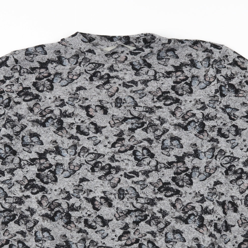 George Womens Grey Animal Print  Basic Blouse Size 8