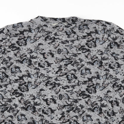 George Womens Grey Animal Print  Basic Blouse Size 8