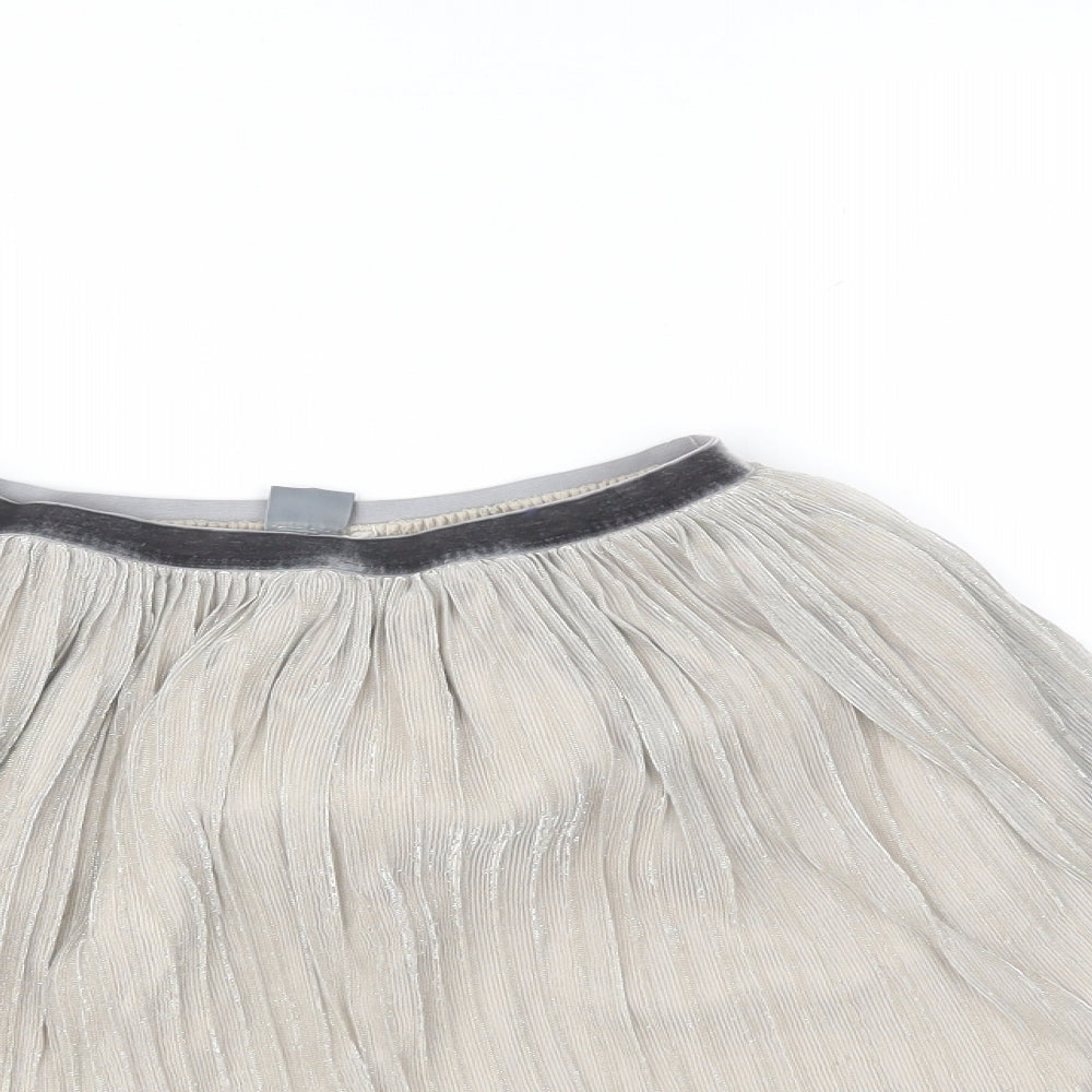 NEXT Girls Silver   Pleated Skirt Size 10 Years