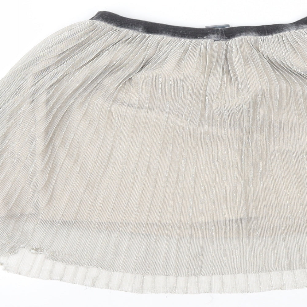 NEXT Girls Silver   Pleated Skirt Size 10 Years