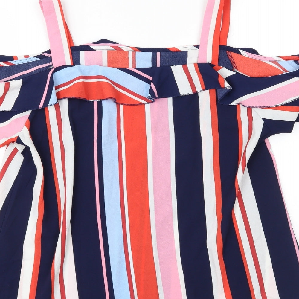 Quiz Womens Multicoloured Striped  Basic Blouse Size 10