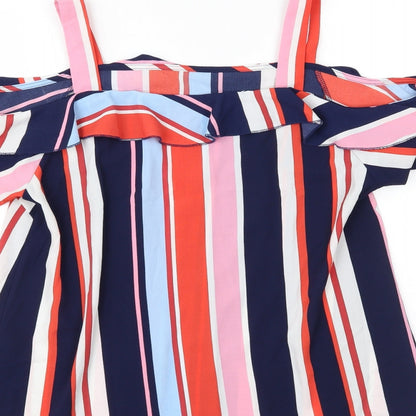 Quiz Womens Multicoloured Striped  Basic Blouse Size 10