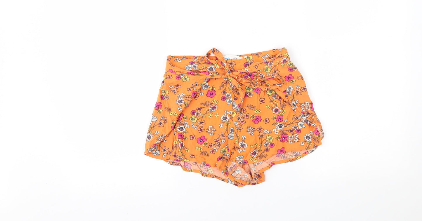 Cotton On Girls Orange Floral   Shorts Size 11 Years