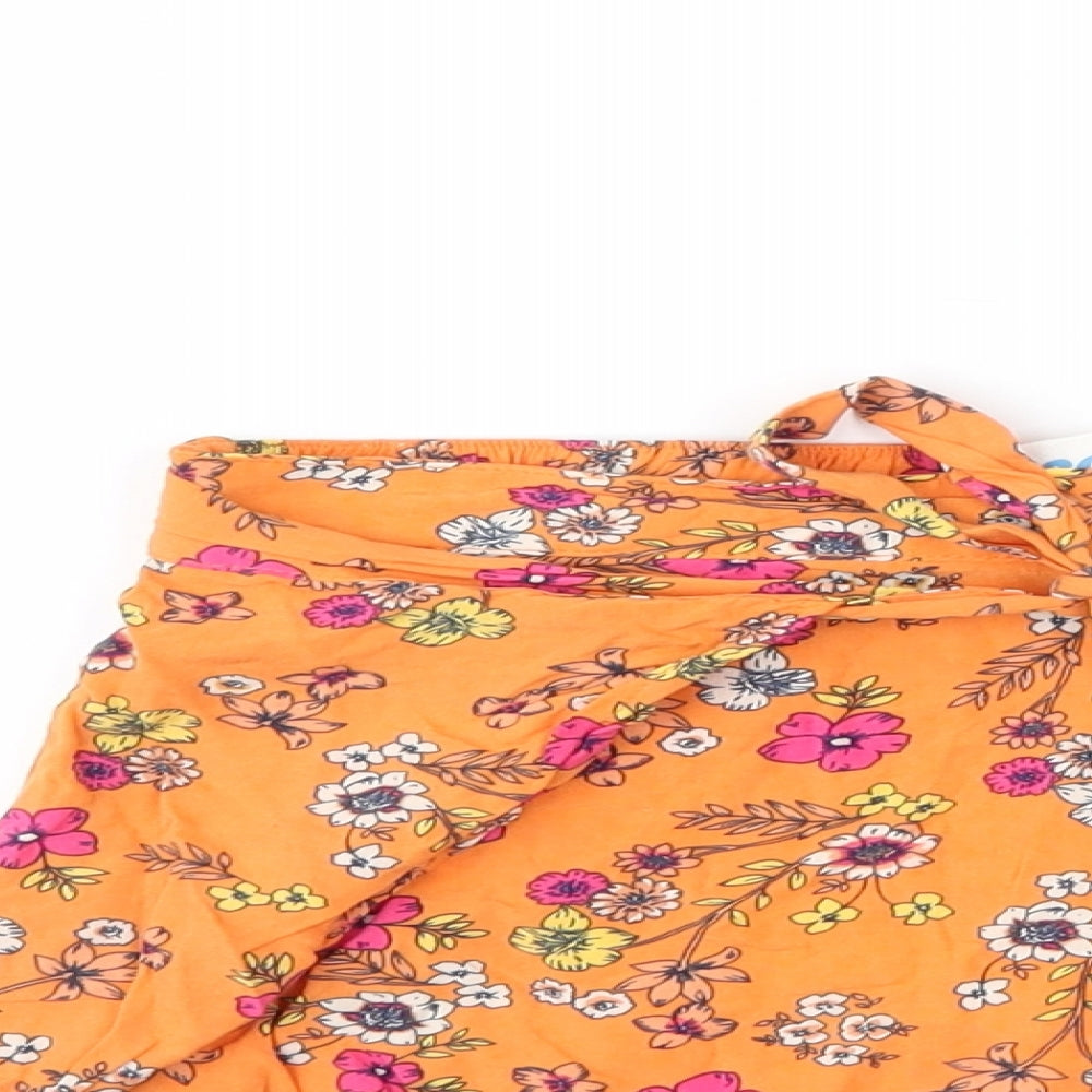 Cotton On Girls Orange Floral   Shorts Size 11 Years