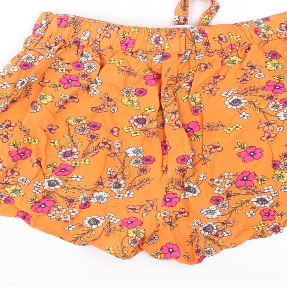 Cotton On Girls Orange Floral   Shorts Size 11 Years