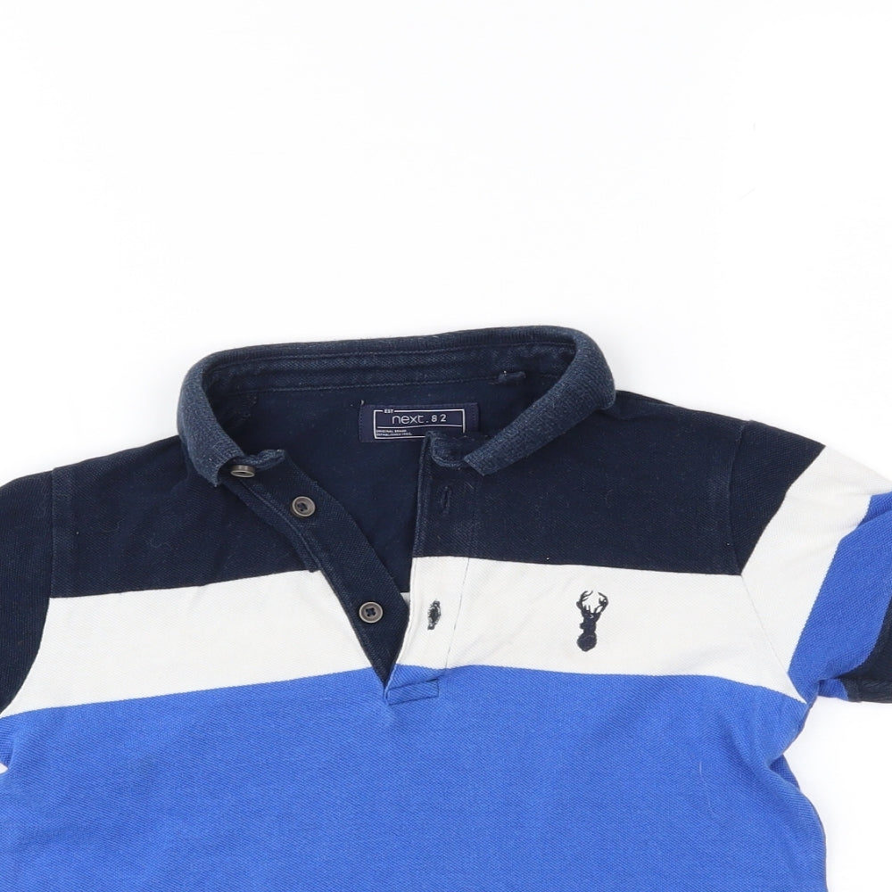 NEXT Boys Blue Striped  Basic Polo Size 7 Years