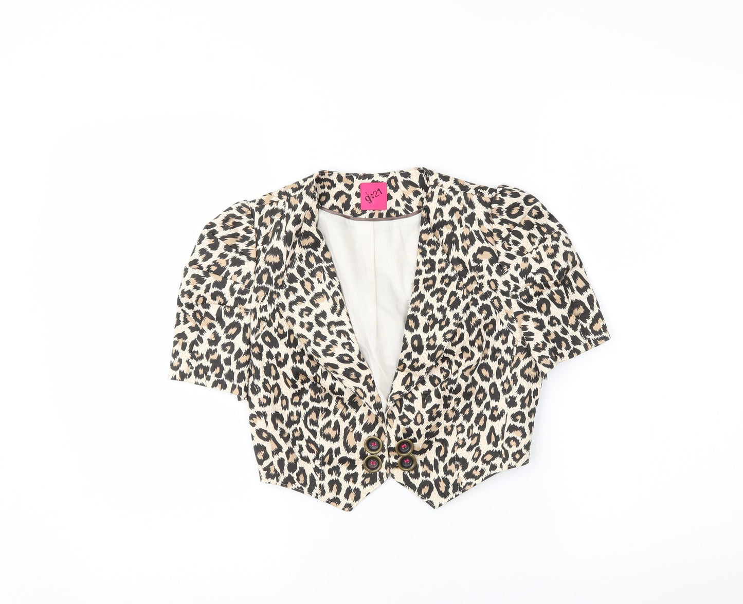G:21 Womens Beige Animal Print  Cardigan Jumper Size 4