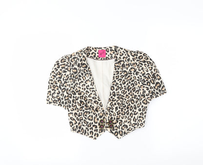 G:21 Womens Beige Animal Print  Cardigan Jumper Size 4