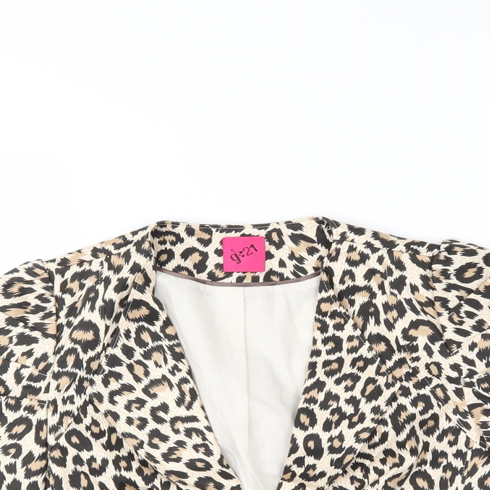 G:21 Womens Beige Animal Print  Cardigan Jumper Size 4