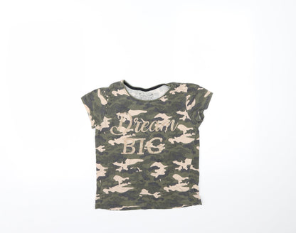 Primark Girls Green Camouflage  Basic T-Shirt Size 9-10 Years