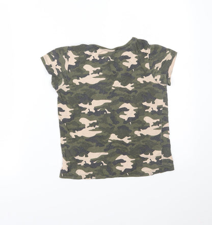 Primark Girls Green Camouflage  Basic T-Shirt Size 9-10 Years