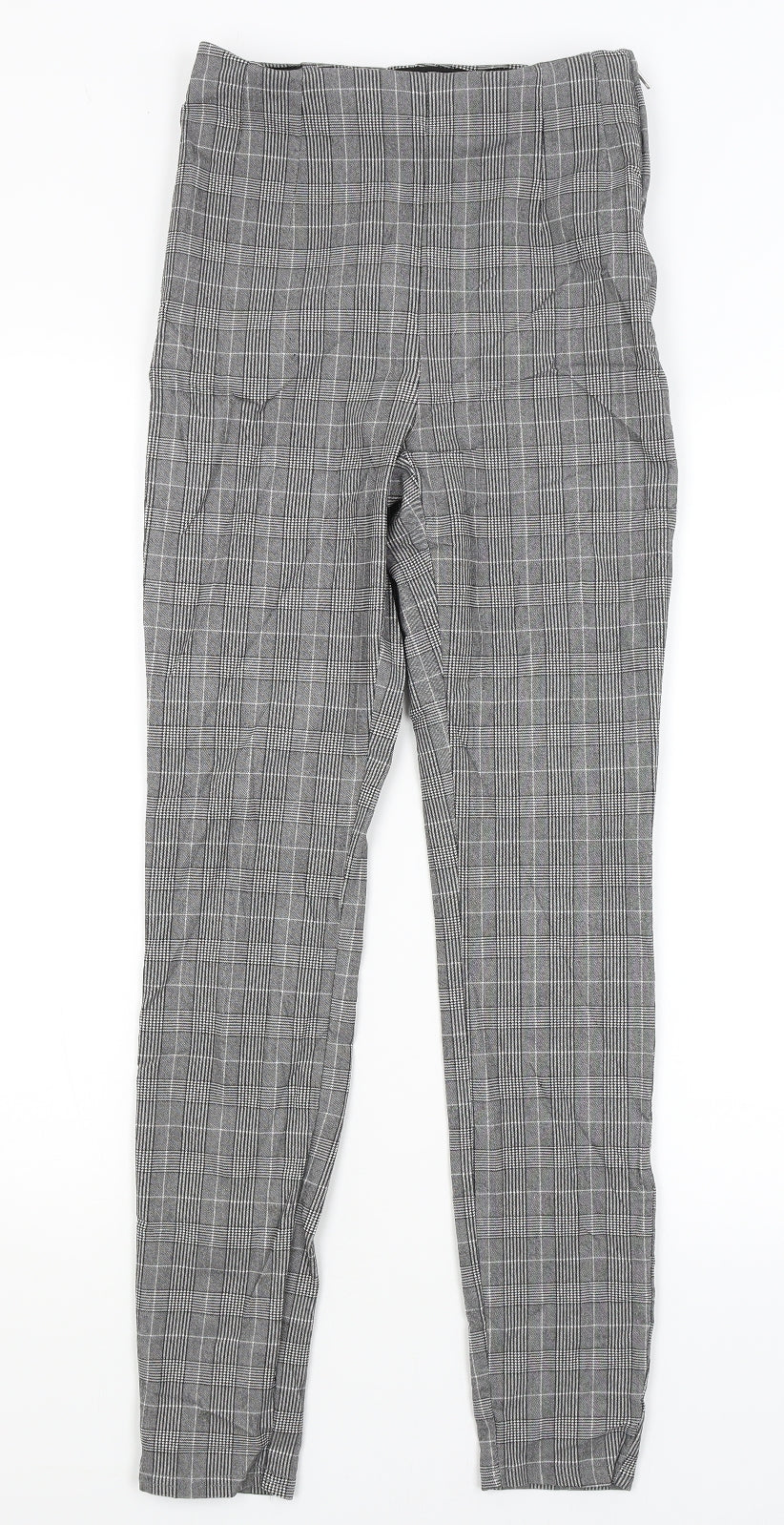 Pimkie Womens Grey Plaid  Capri Trousers Size 10 L28 in