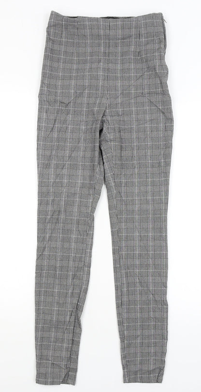Pimkie Womens Grey Plaid  Capri Trousers Size 10 L28 in