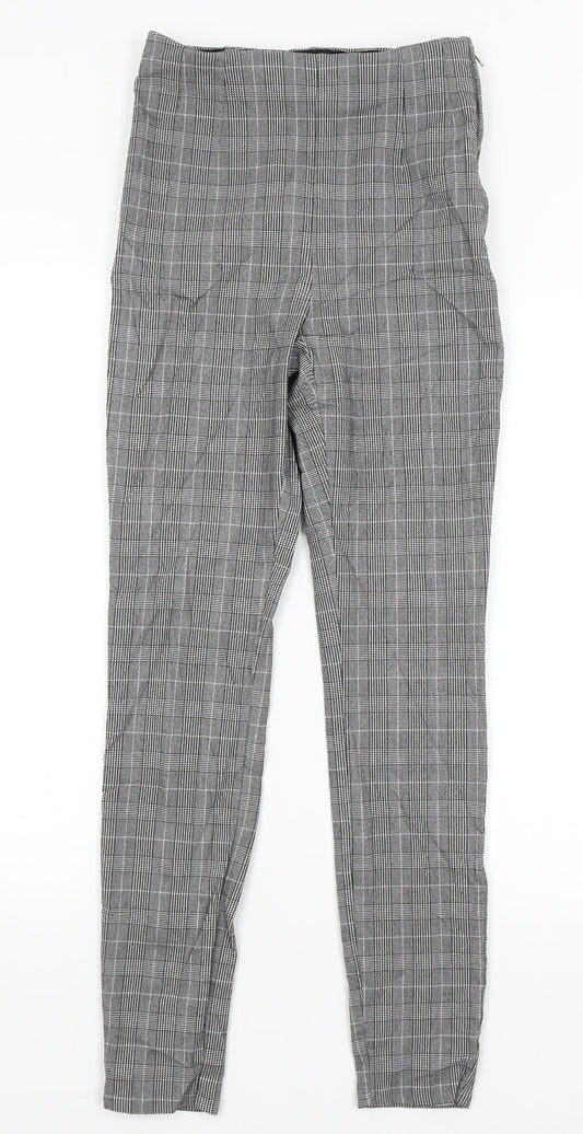Pimkie Womens Grey Plaid  Capri Trousers Size 10 L28 in