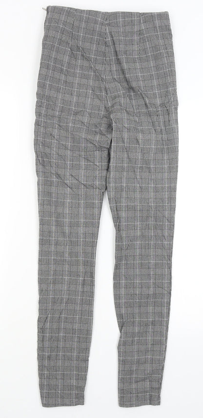 Pimkie Womens Grey Plaid  Capri Trousers Size 10 L28 in