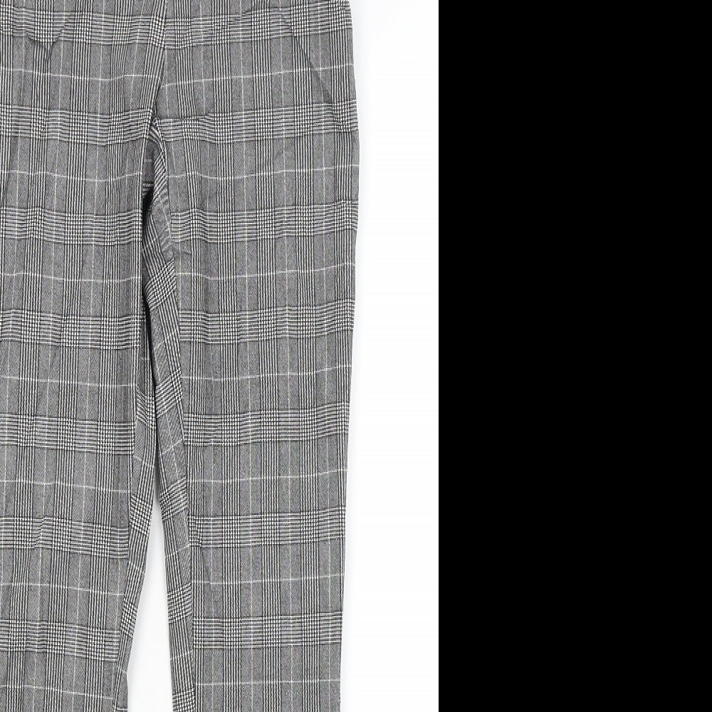 Pimkie Womens Grey Plaid  Capri Trousers Size 10 L28 in