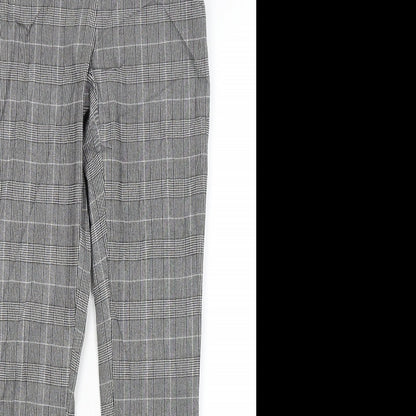 Pimkie Womens Grey Plaid  Capri Trousers Size 10 L28 in