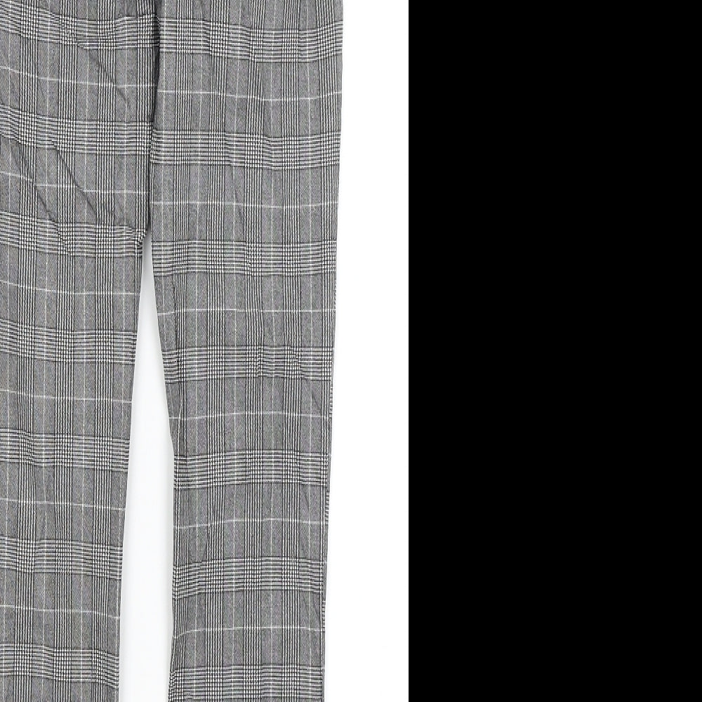 Pimkie Womens Grey Plaid  Capri Trousers Size 10 L28 in