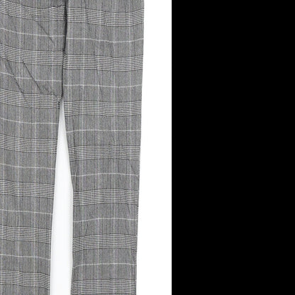 Pimkie Womens Grey Plaid  Capri Trousers Size 10 L28 in