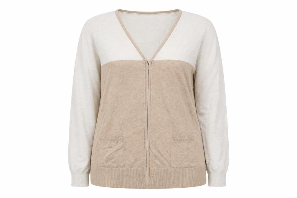 Womens UK Size 18 Papaya Brown Full Zip Jumper