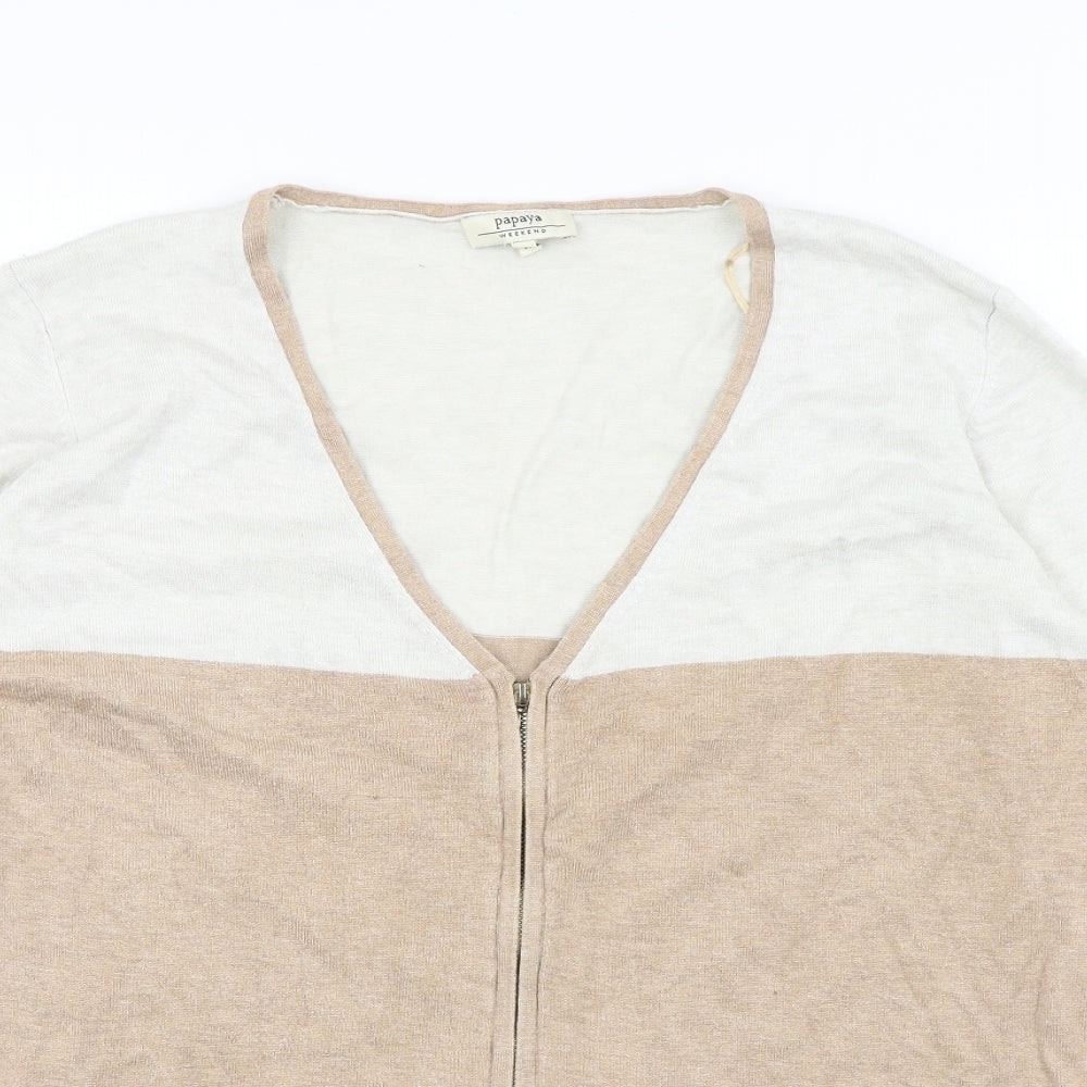 Womens UK Size 18 Papaya Brown Full Zip Jumper