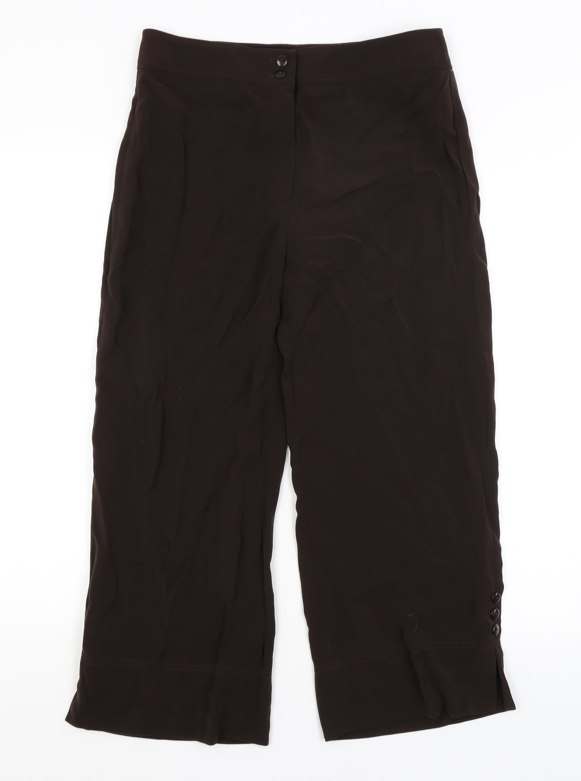 Womens UK Size 10 Gold Regular Fit Cropped Brown Trousers
