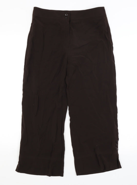 Womens UK Size 10 Gold Regular Fit Cropped Brown Trousers