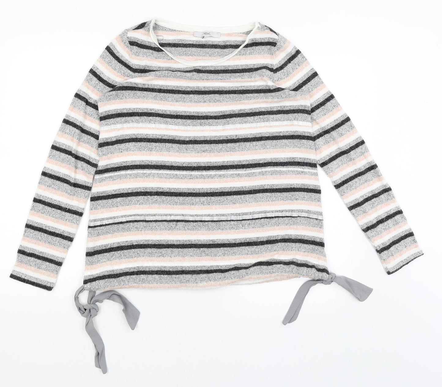 NEXT Womens Grey Striped  Pullover Jumper Size 10