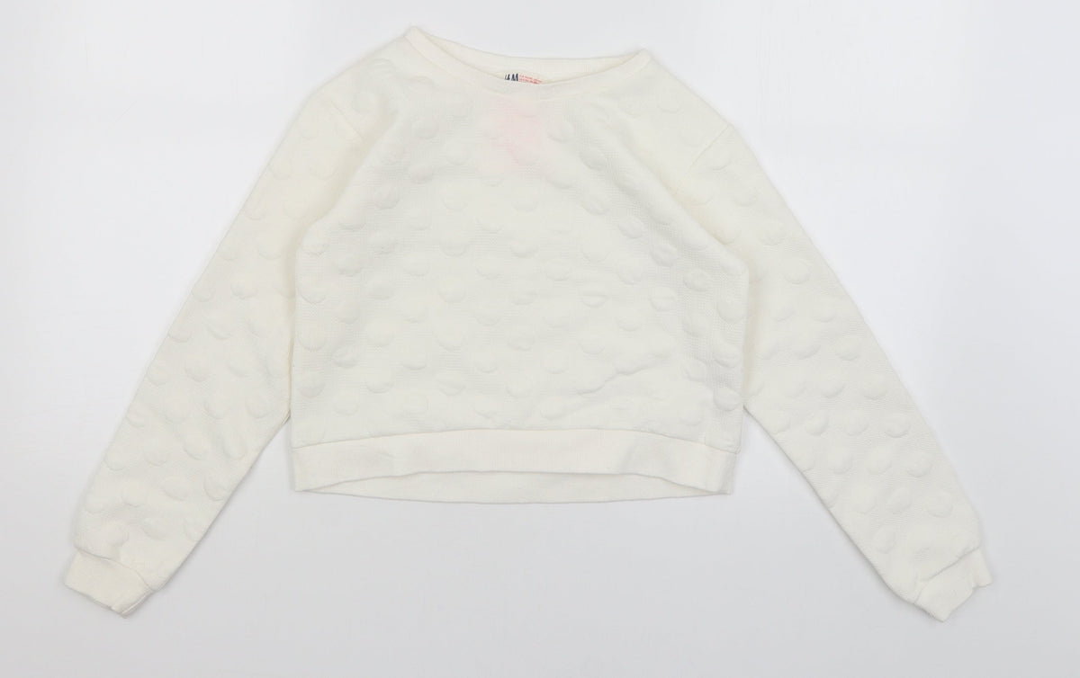 H&M Girls White   Pullover Jumper Size 9-10 Years