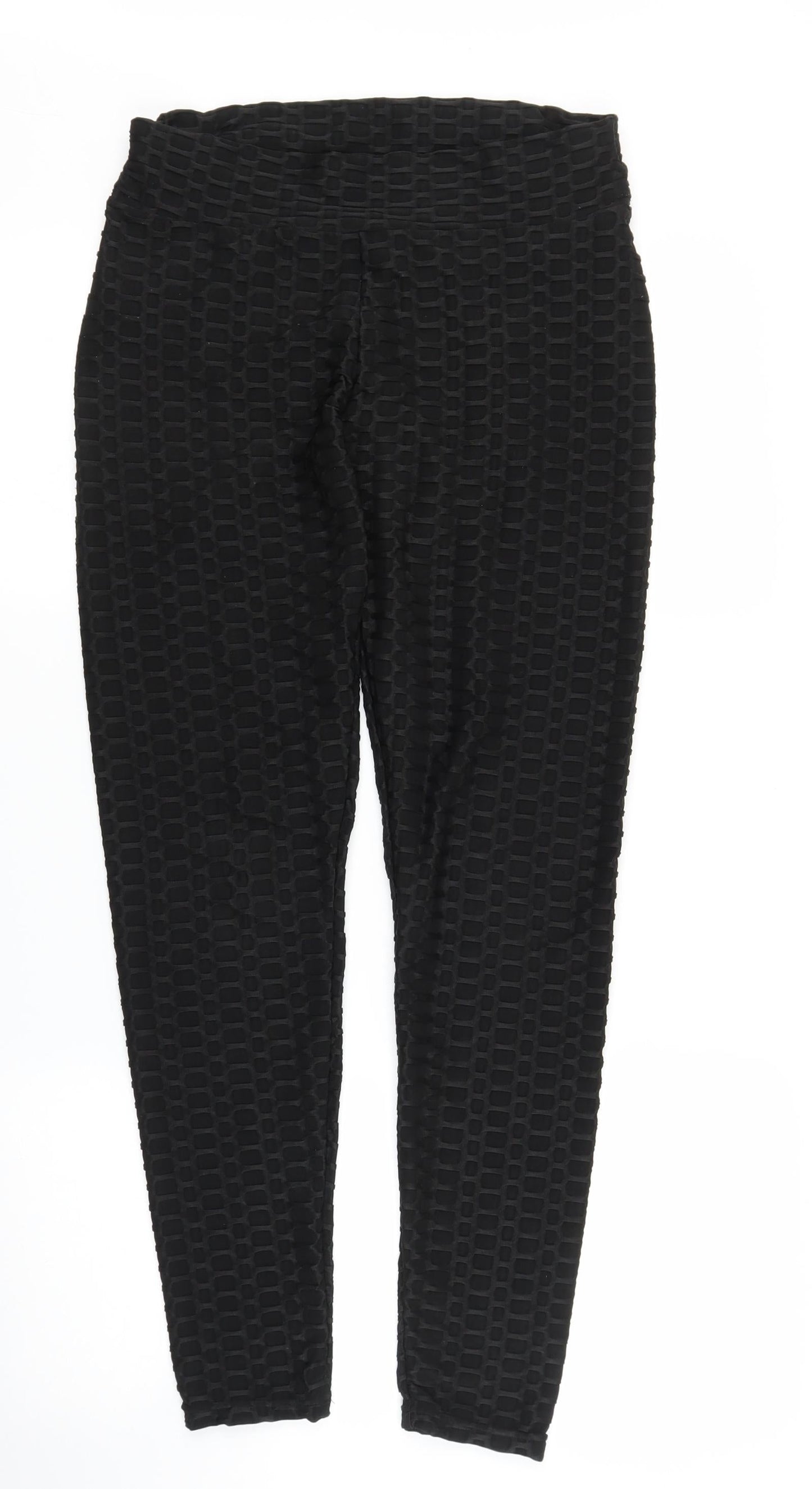 Womens UK Size L Preworn Regular Fit Carrot Black Trousers