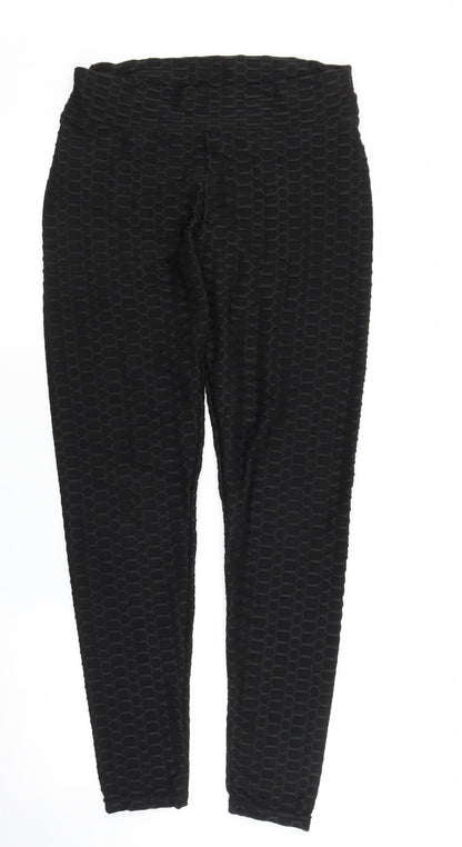 Womens UK Size L Preworn Regular Fit Carrot Black Trousers