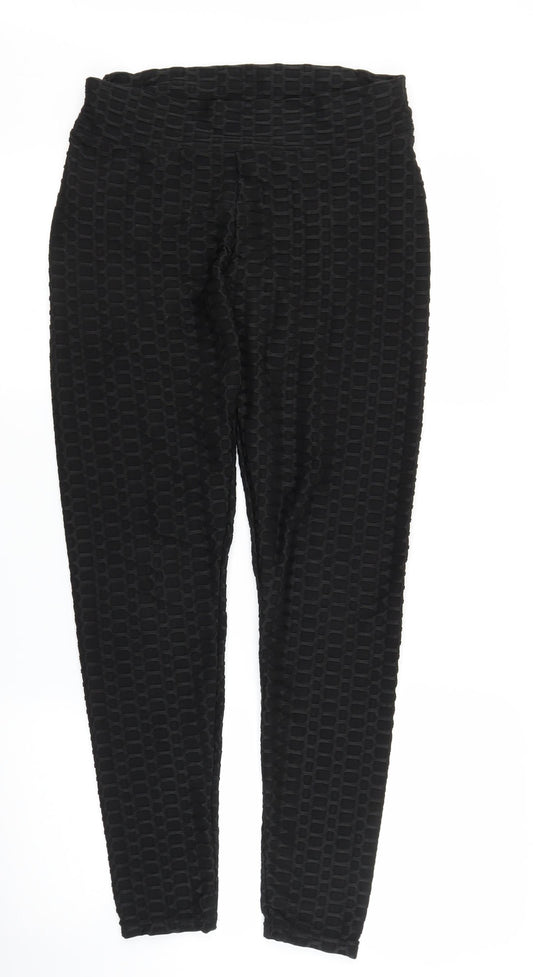 Womens UK Size L Preworn Regular Fit Carrot Black Trousers