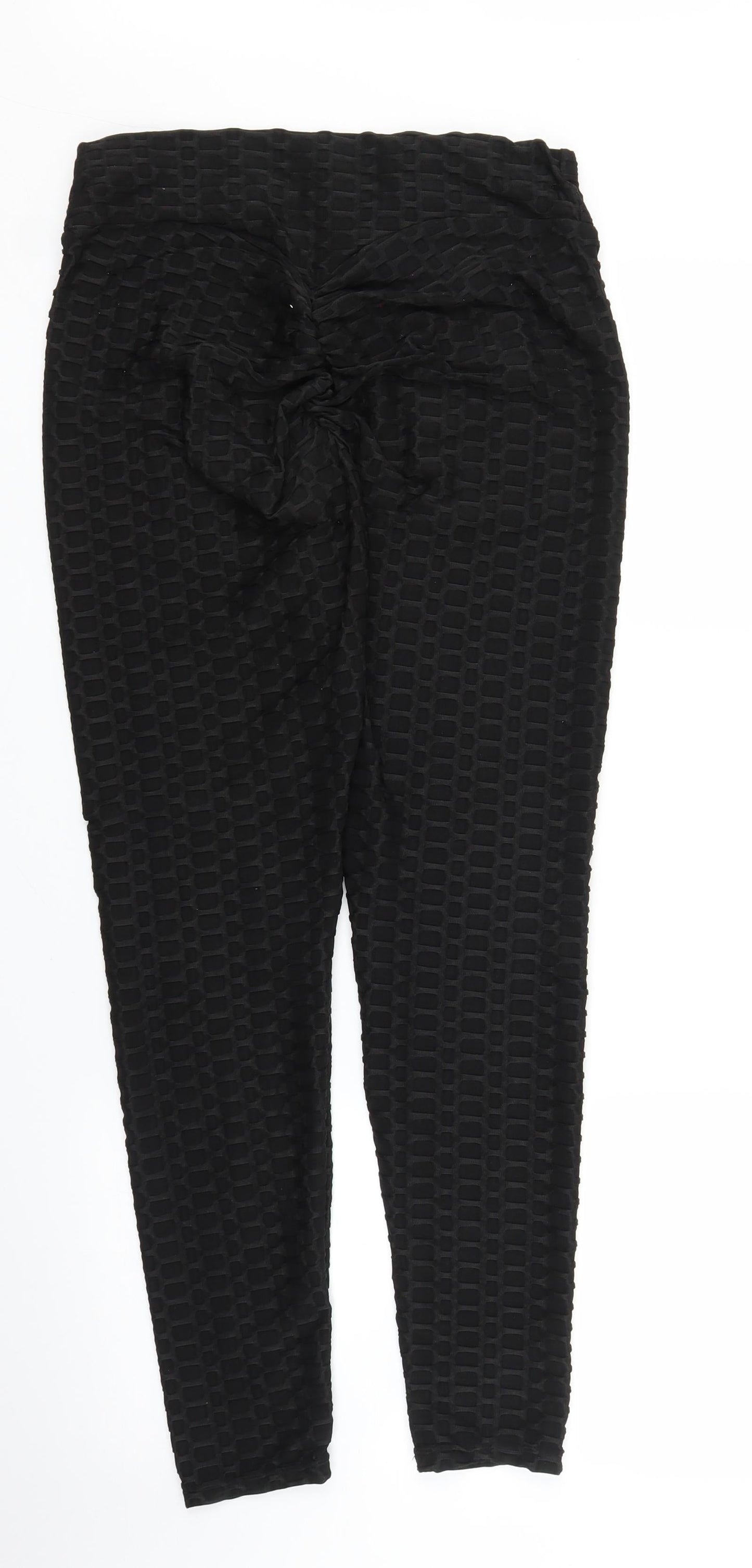 Womens UK Size L Preworn Regular Fit Carrot Black Trousers