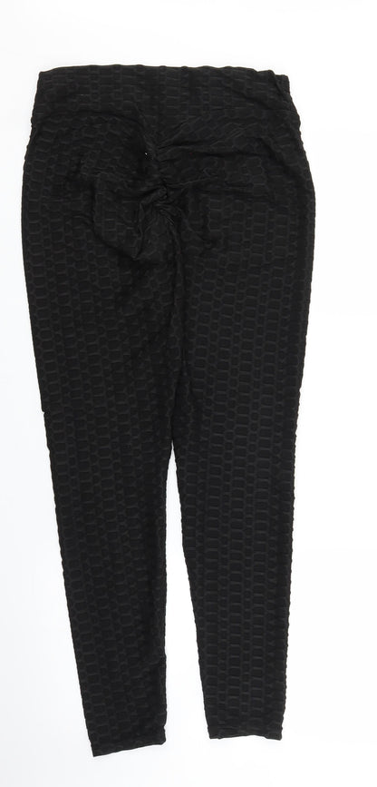 Womens UK Size L Preworn Regular Fit Carrot Black Trousers