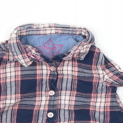 Primark Girls Blue Plaid  Basic Button-Up Size 3-6 Months