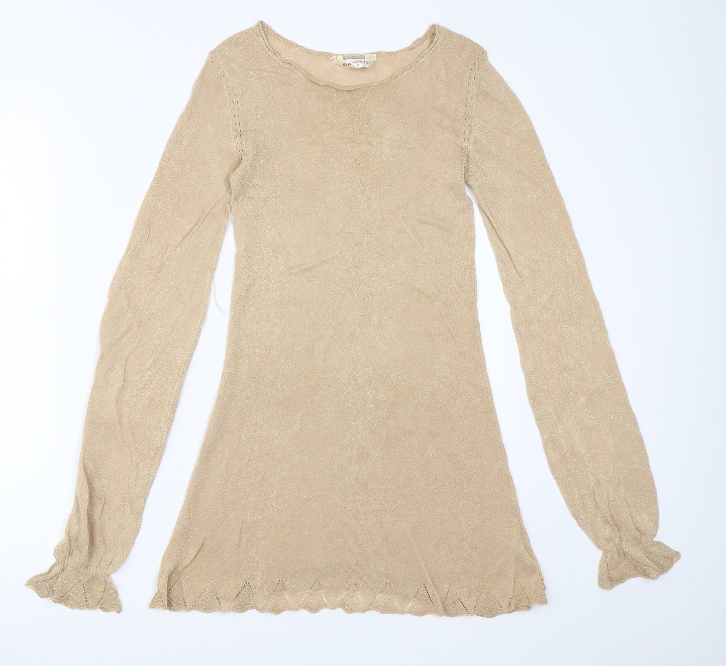 Womens UK Size 8 Miss Selfridge Gold Pullover Jumper