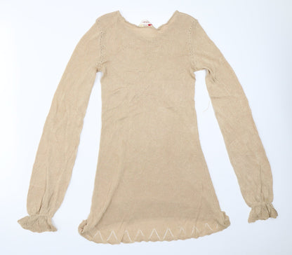 Womens UK Size 8 Miss Selfridge Gold Pullover Jumper