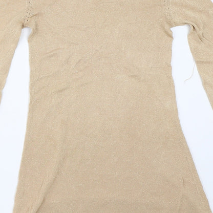Womens UK Size 8 Miss Selfridge Gold Pullover Jumper