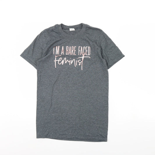 Womens UK Size S Gildan Grey Basic T-Shirt